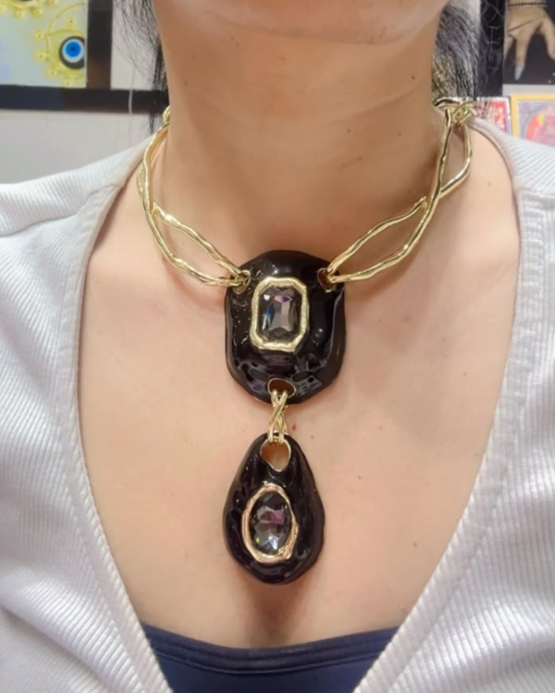 Premium Chic Black Sculptural necklace | Statement Jewellery