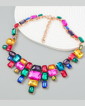 Multicolor Crystal Glass Statement Necklace