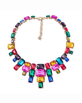 Multicolor Crystal Glass Statement Necklace