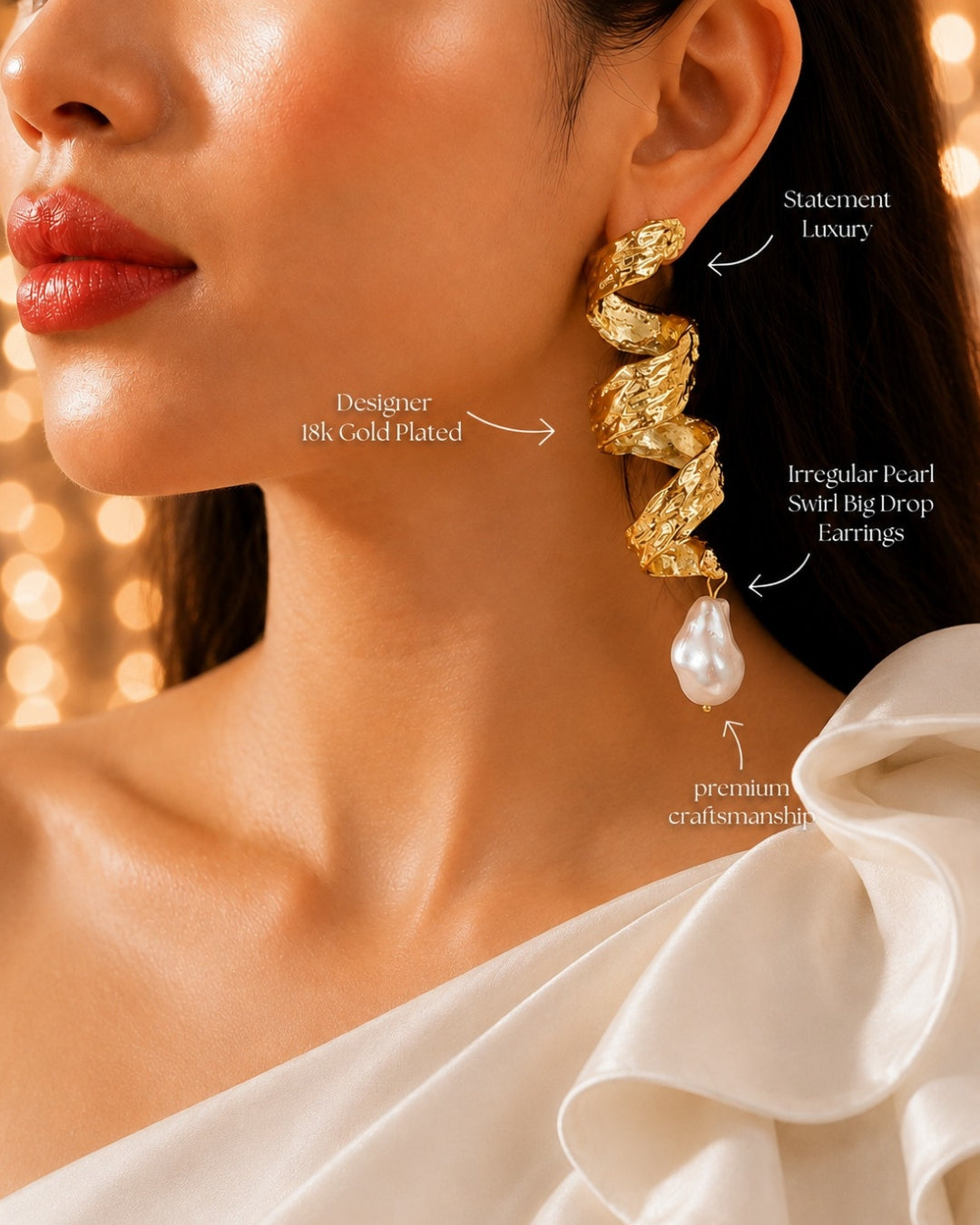 Retro Spiral Pearl Drop Earrings
