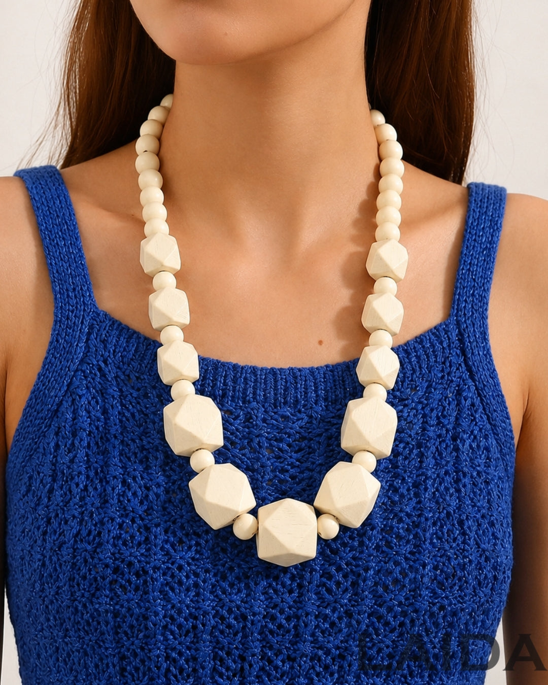 White Wooden Statement Necklace
