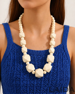 White Wooden Statement Necklace