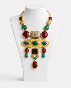 Multicolor Retro Gemstone Statement Necklace