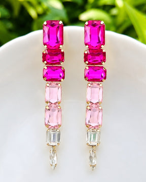Fuschia Pink Ombre Statement Earrings