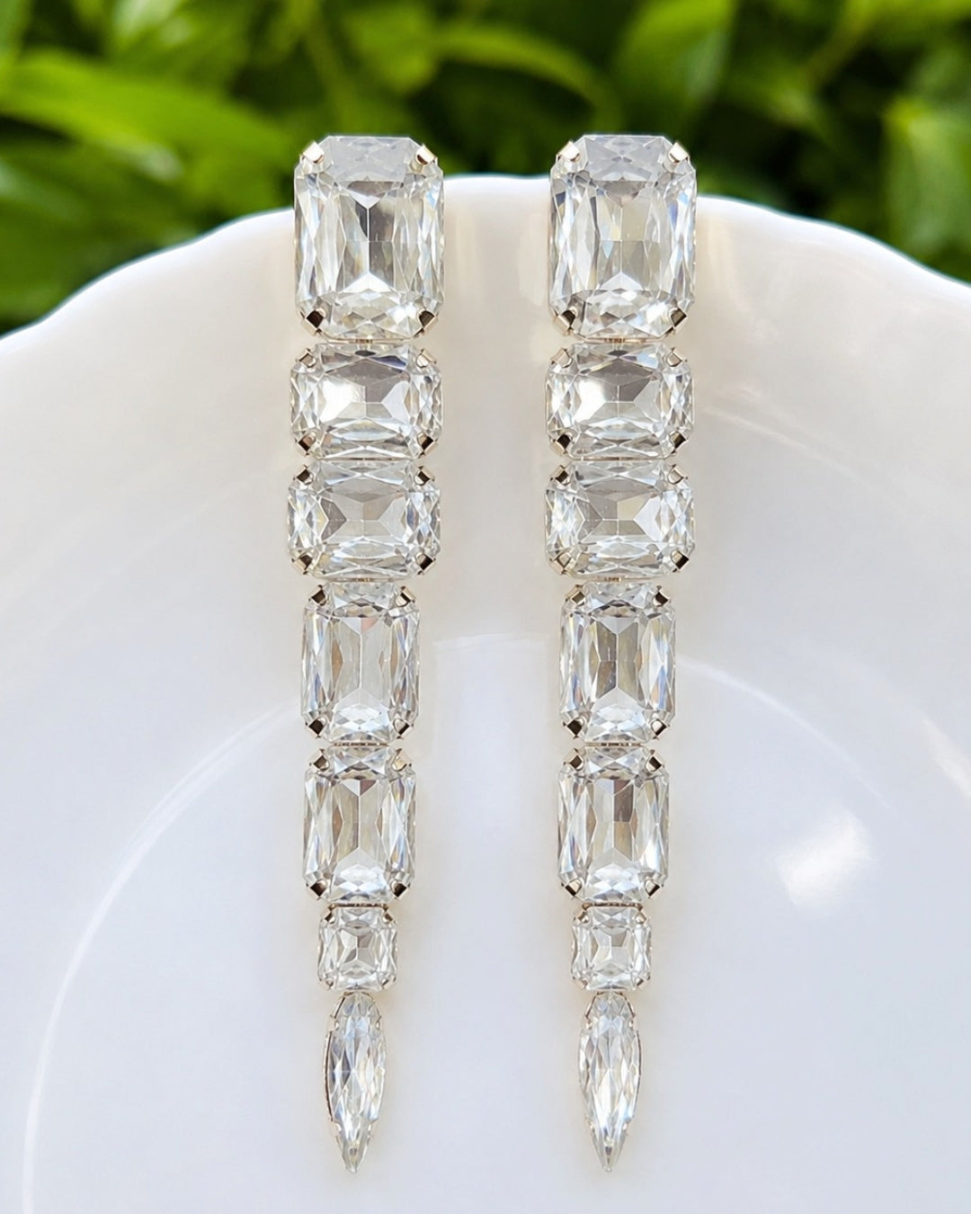 Silver Rhinestone Statement Earrings