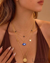 Glare Multi - Layer  18k Gold Polish Evil Eye Pendant Chain