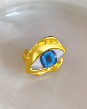 Retro Resin Blue Evil Eye Finger Ring
