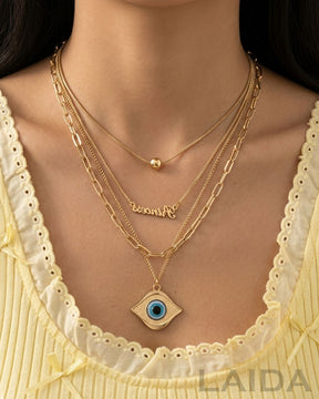 Bold Evil Eye Multi Layer Chain Pendant