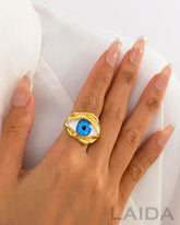 Retro Resin Blue Evil Eye Finger Ring