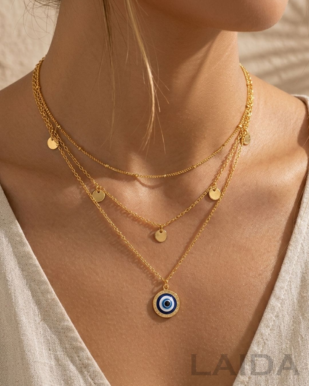 Charm  Multi  - Layer Evil Eye Pendant Chain