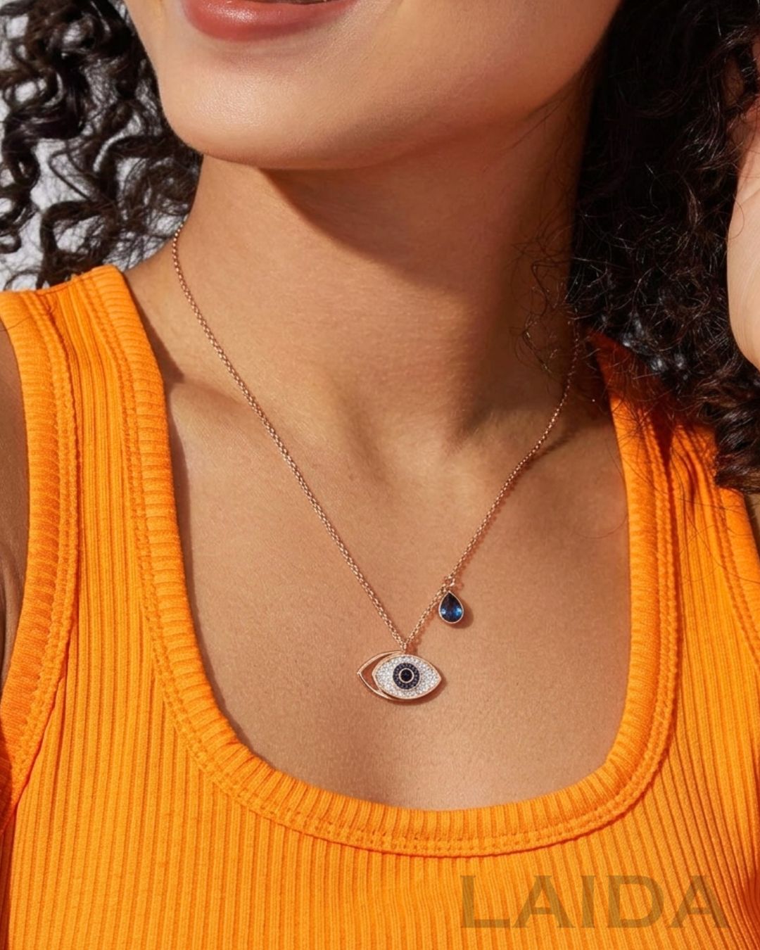 Gold Plated Evil Eye Pendant Chain
