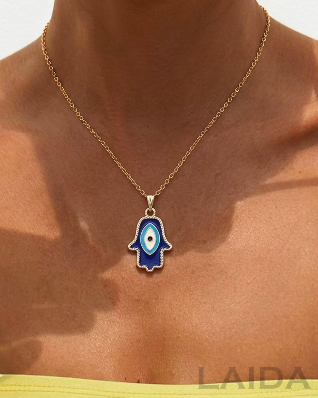 Blue Hamsa Pendant