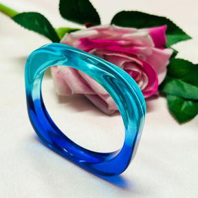 Blue Square Shaped Resin Bracelet