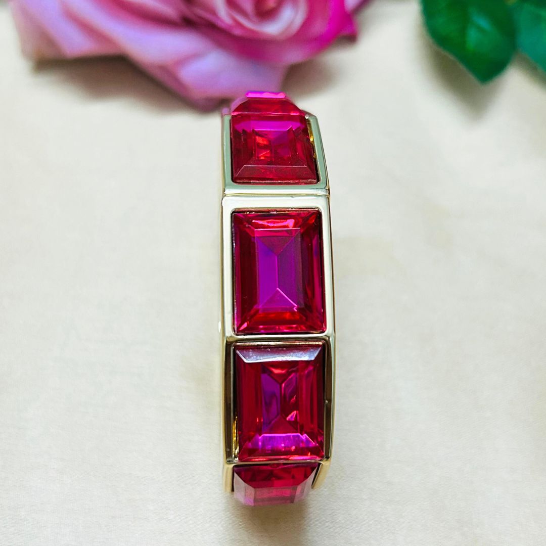 Fuschia Pink Rhinestone Openable Bracelet
