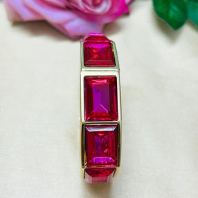 Fuschia Pink Rhinestone Openable Bracelet