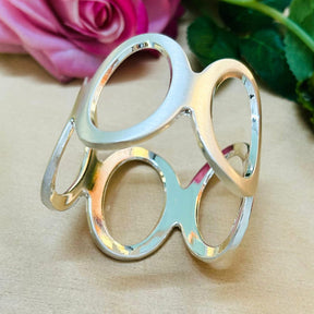 Silver Matte Abstract Cutout Handcuff/Kada
