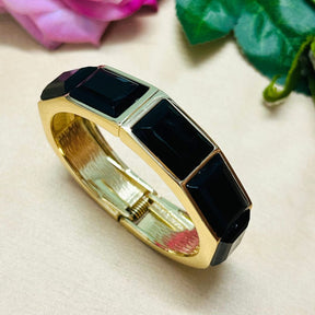 Black Rhinestone Openable Bracelet