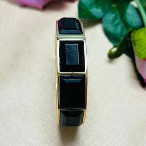Black Rhinestone Openable Bracelet
