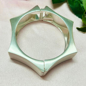 Hexagon Narrow Matte Silver Kada/Cuff