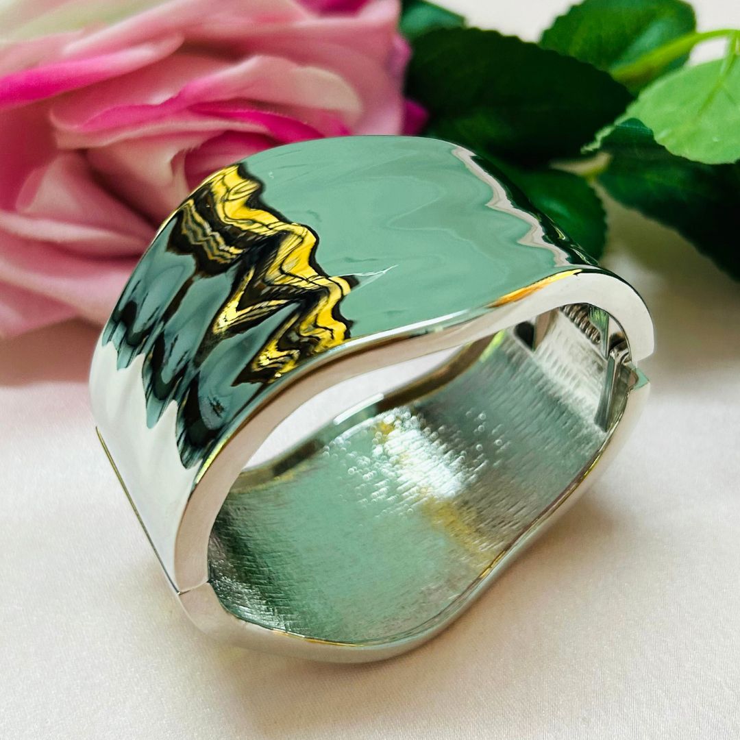 Silver Shiny Wave Kada/Handcuff