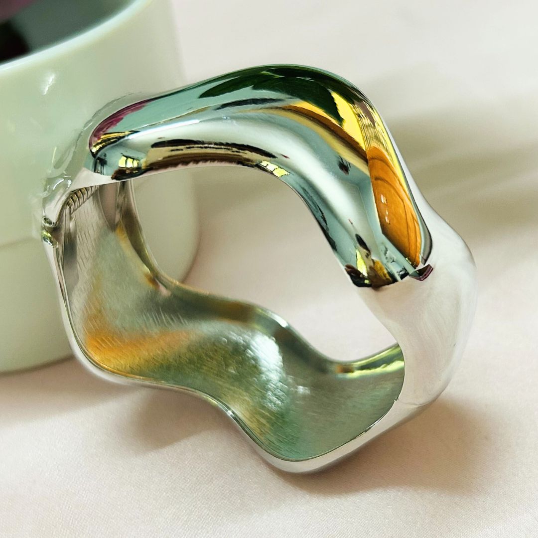 Silver Shiny Zig Zag Kada/Handcuff