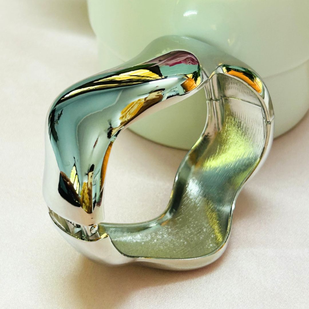 Silver Shiny Zig Zag Kada/Handcuff