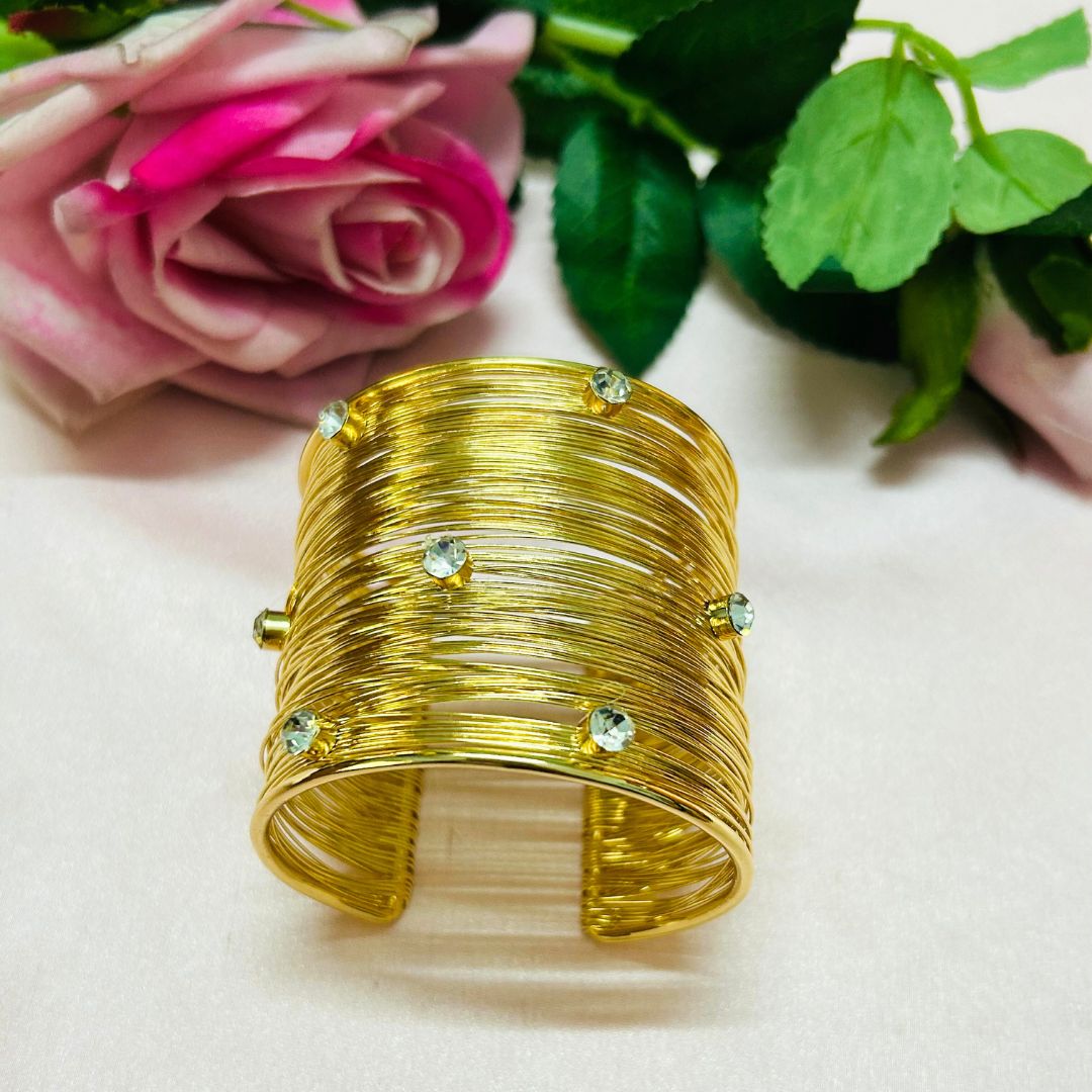 Golden American Diamond wired Handcuff