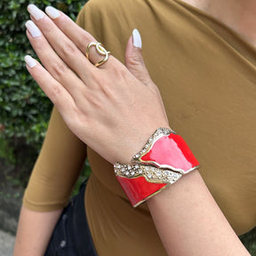 Red Starlit Wave Openable Kada/Cuff