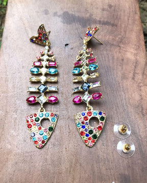Multicolor- Fish Rhinestone Drop Earrings