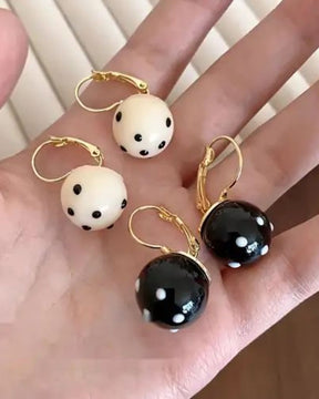 White Polka Dot Hoop Earrings