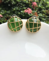 Emerald Green Cage Stud Earrings