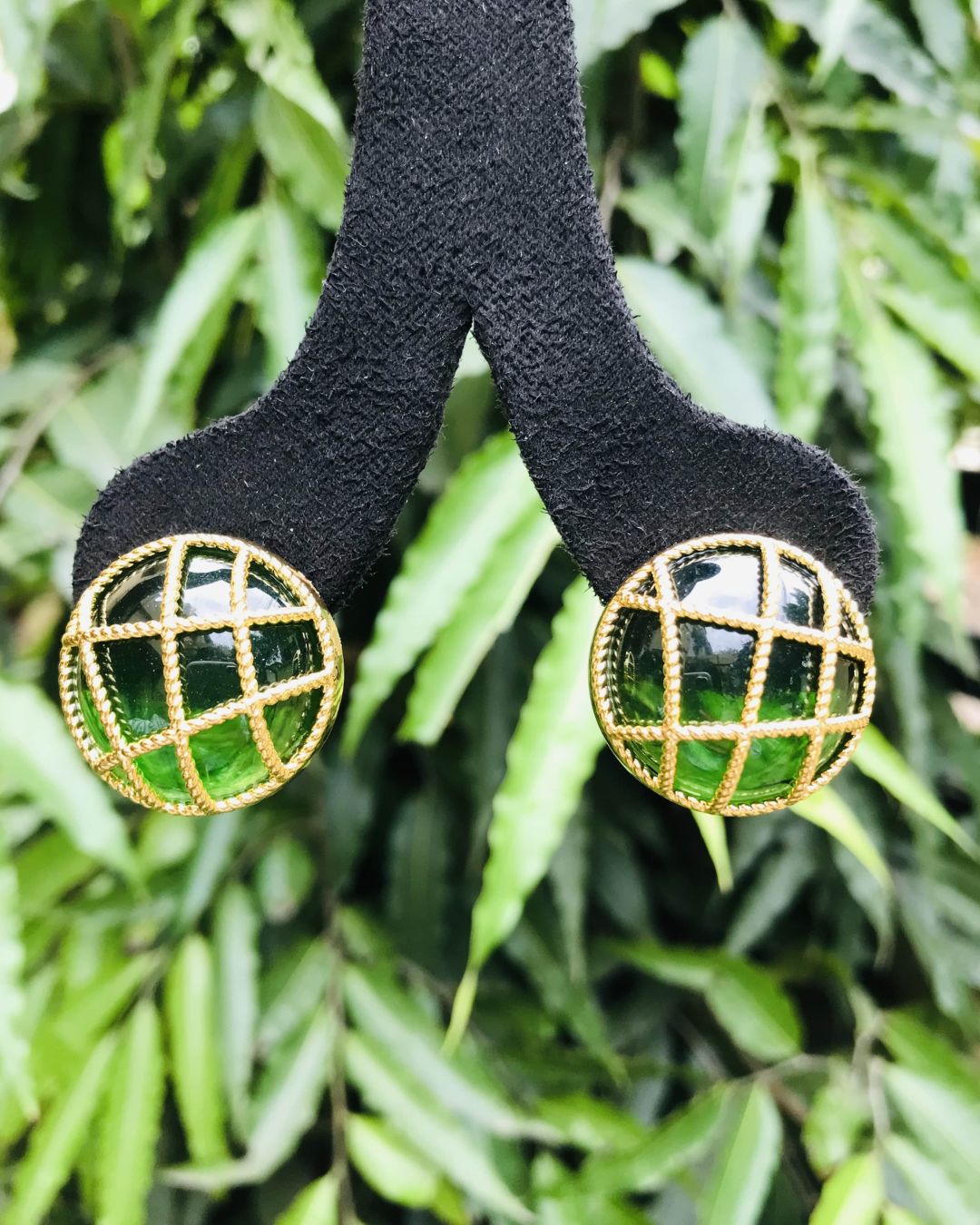Emerald Green Cage Stud Earrings