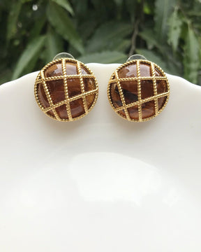 Brown Cage Stud Earrings