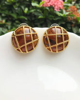 Brown Cage Stud Earrings
