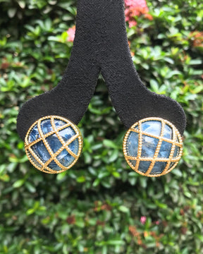 Blue Cage Stud Earrings
