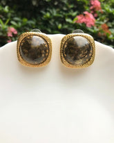 Brown Dome Stud Earrings