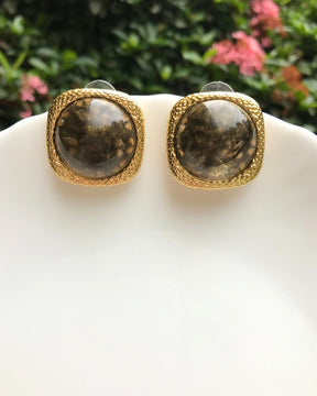 Brown Dome Stud Earrings