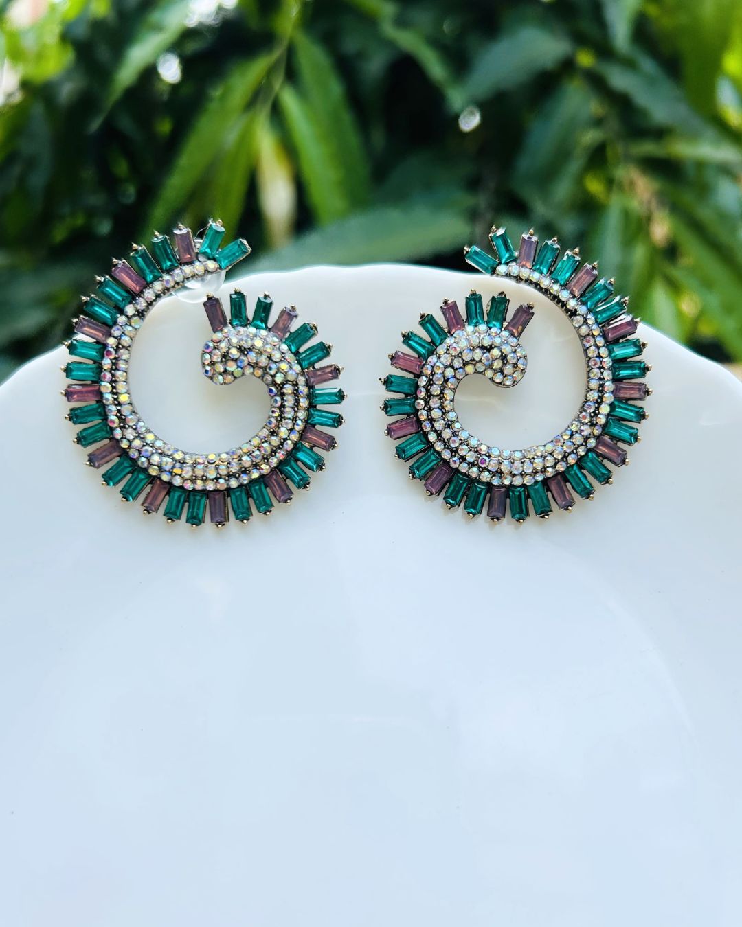Emerald Sparkle Swirl Drop Earrings