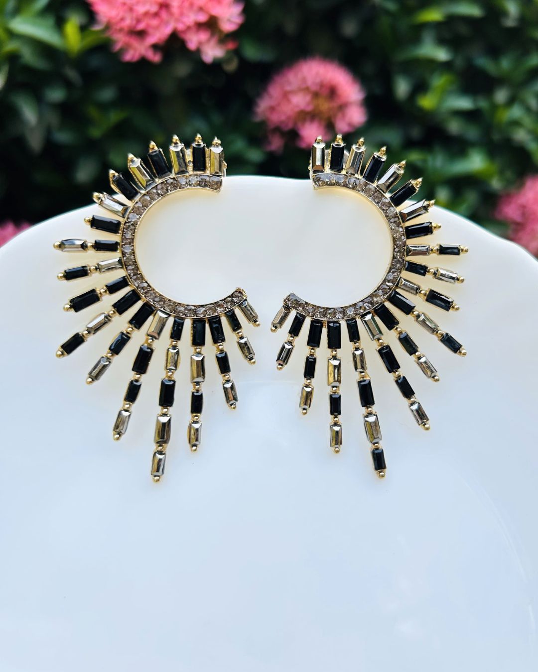 Black Spiral Drop Earrings