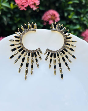 Black Spiral Drop Earrings