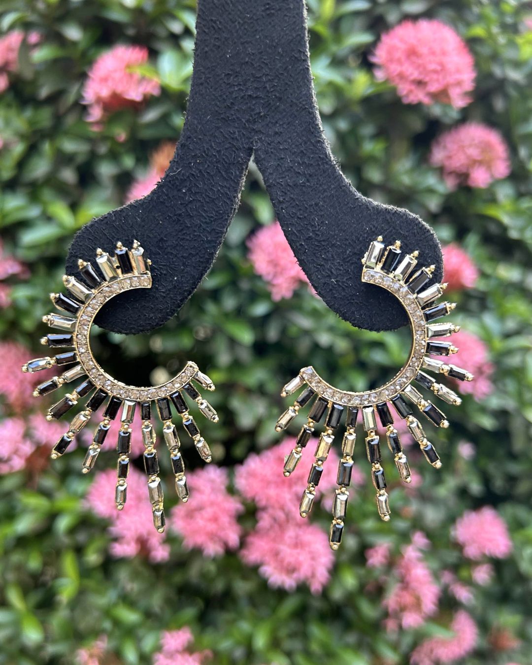 Black Spiral Drop Earrings