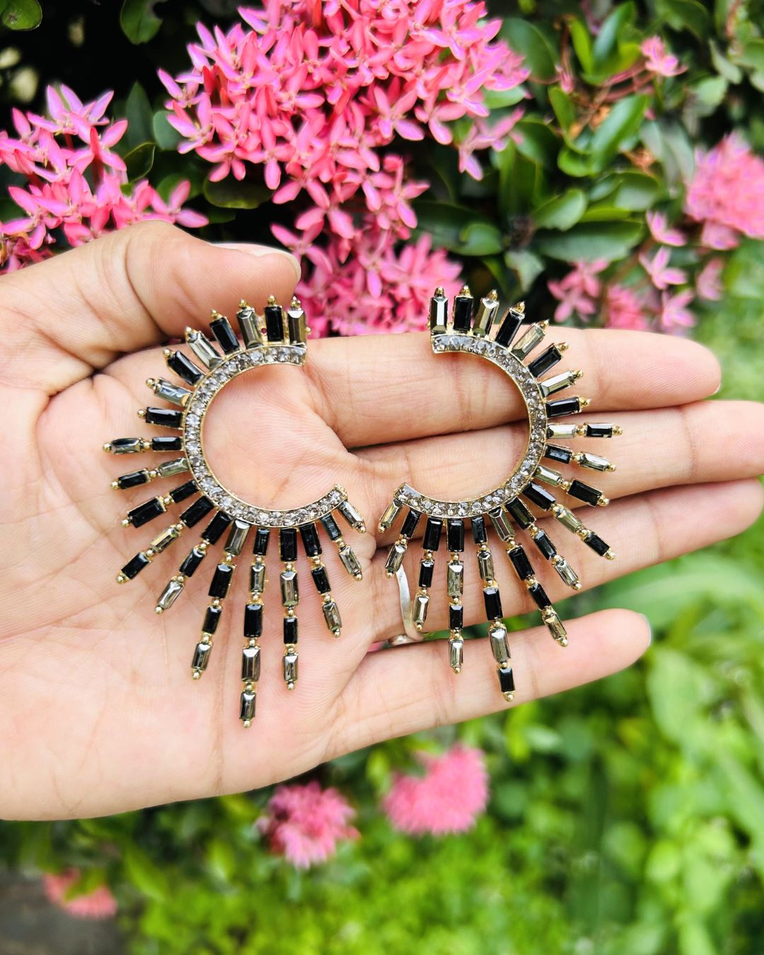 Black Spiral Drop Earrings