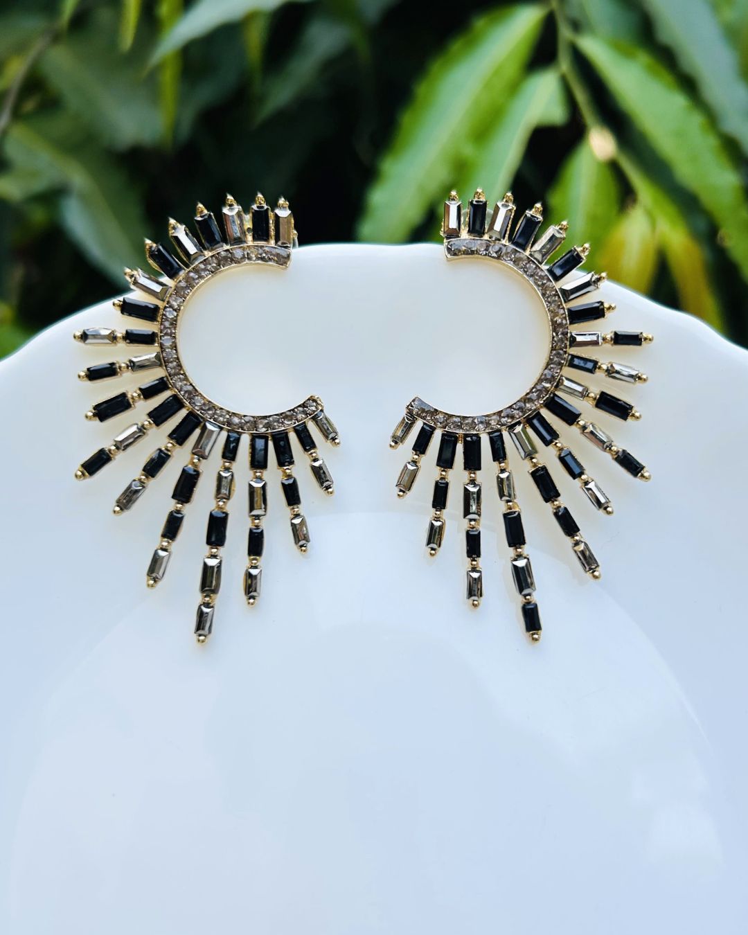 Black Spiral Drop Earrings