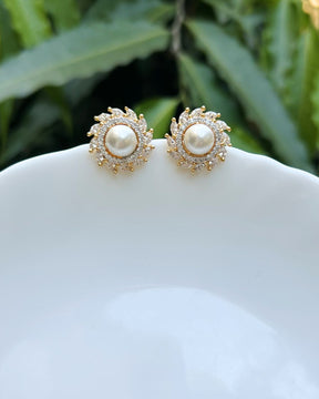 Grace Pearl American Diamond Stud Earring