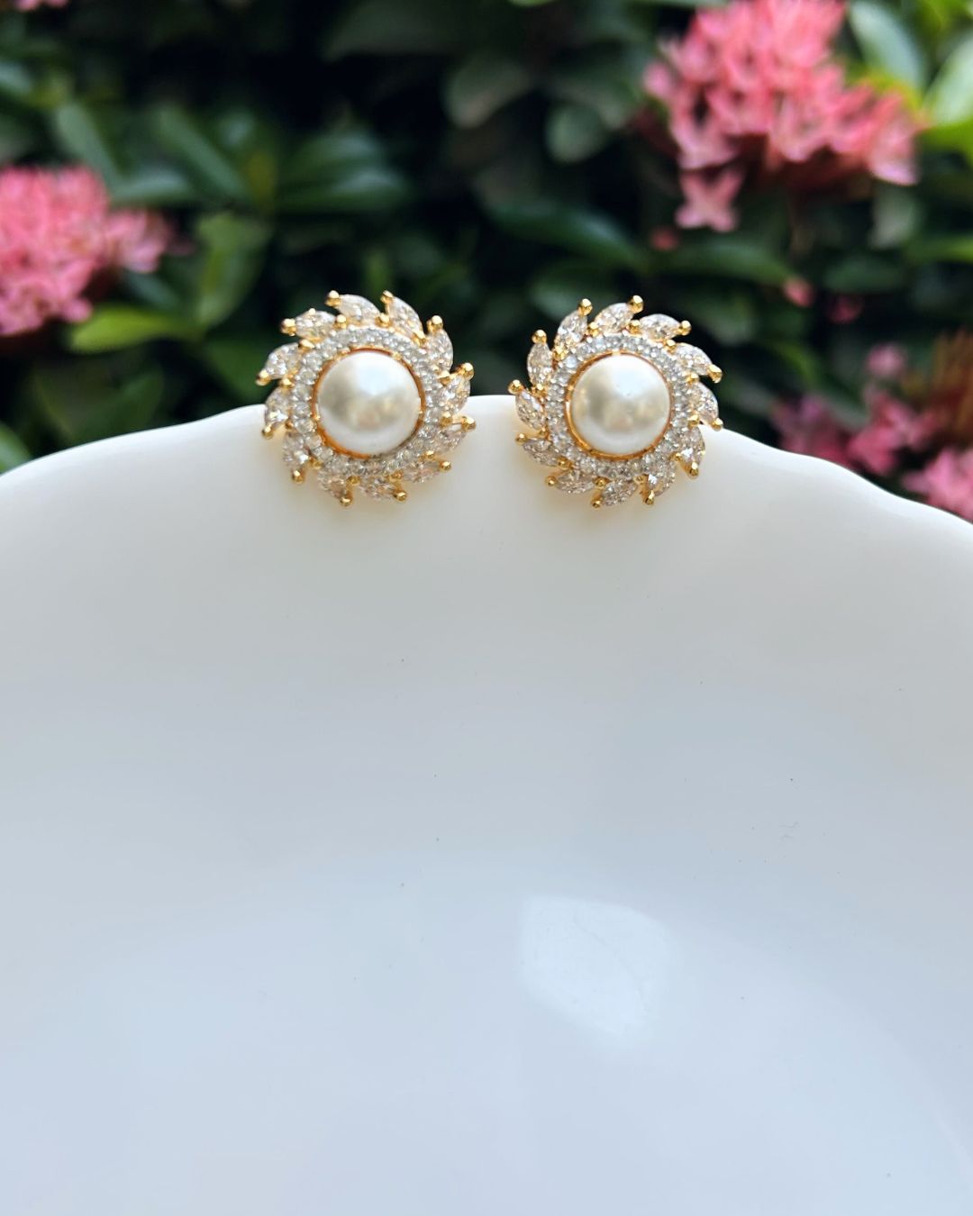 Grace Pearl American Diamond Stud Earring