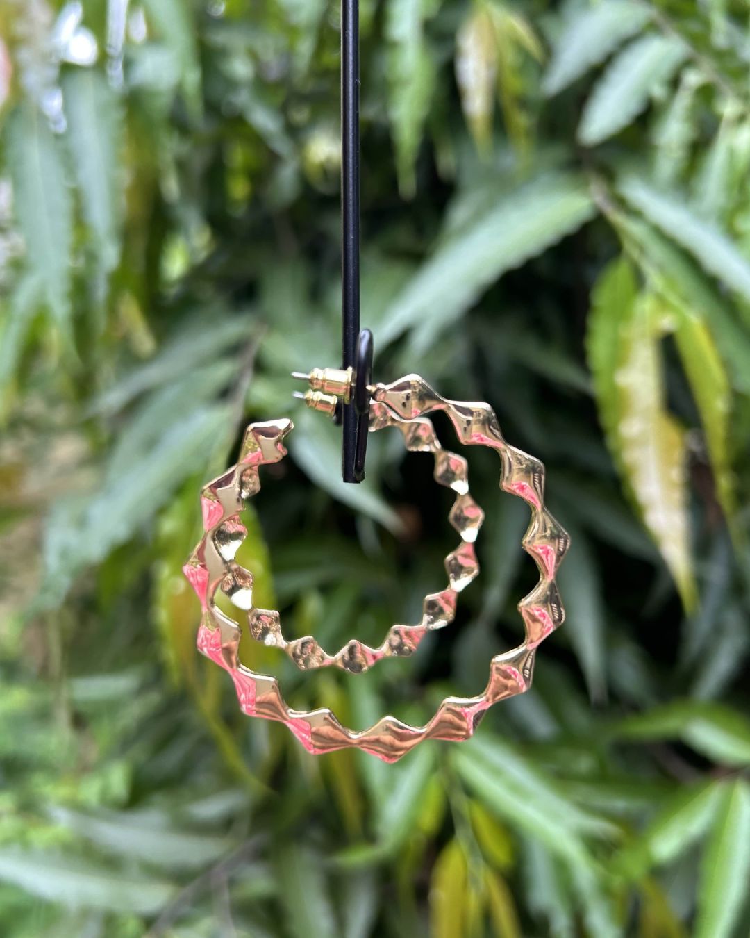 Golden Zig Zag Hoop Earrings