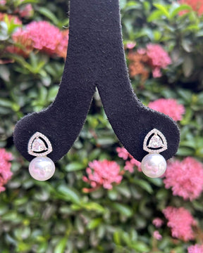 Zoya Pearl American Diamond Stud Earring