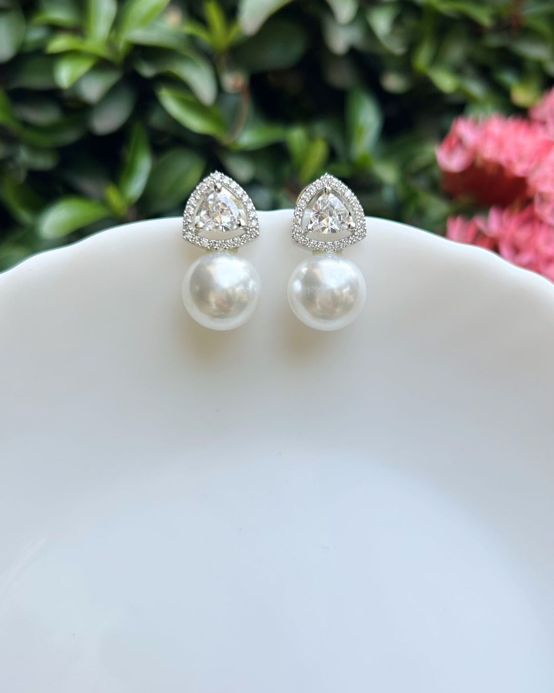 Zoya Pearl American Diamond Stud Earring