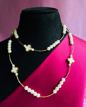 White Clover And Pearl Mala Long