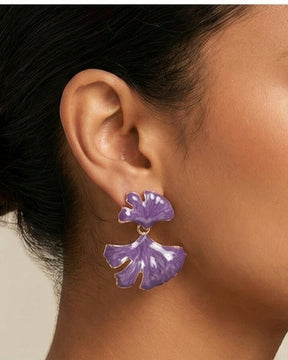 Purple Petal Drop Earrings